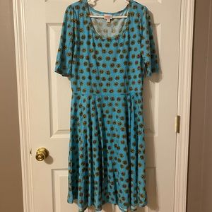 NWT LuLaRoe Sunflower Print Nicole 3XL Dress
